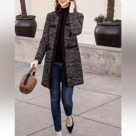 J.Crew Tweed Lurex Lady Coat with Braided Trim - Metallic - Picture 12 of 12